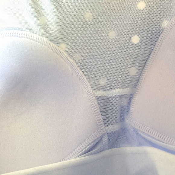 NWT BloomChic “LYDIA” blue white poly dot swim tank top.Racer back. Sz 1x 14 16 - Picture 7 of 9